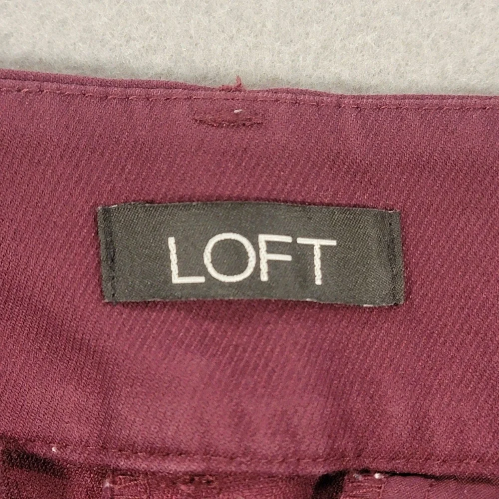 LOFT Curvy Skinny Dress Pants Burgundy Mid Rise Ankle Career Stretch Women's 0